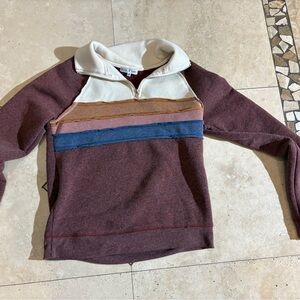 BKE Burgundy and Cream Zip-Up Sweater